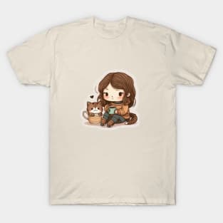 Cute Cat Coffee Mom T-Shirt